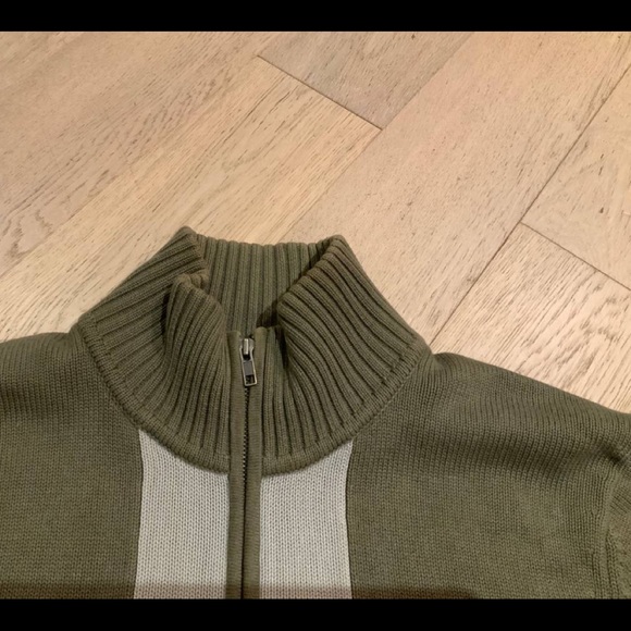 Green/Grey Club Monaco Full-Zip Sweater (Mens Large) - Picture 2 of 5